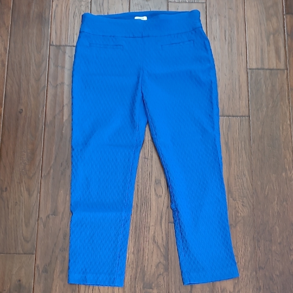 Crown & Ivy Royal Blue Textured Ankle Pullon Pants size 10